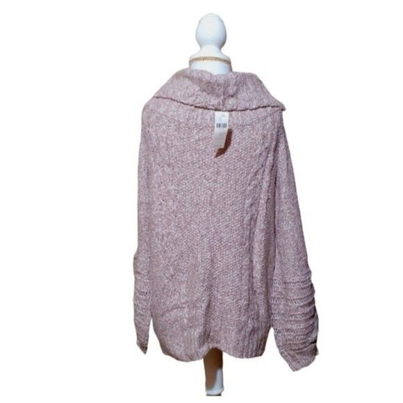 Anthropologie Sleeping on Snow Violet  Marled Off Shoulder Cowl Neck Sweater Lar - Picture 7 of 11